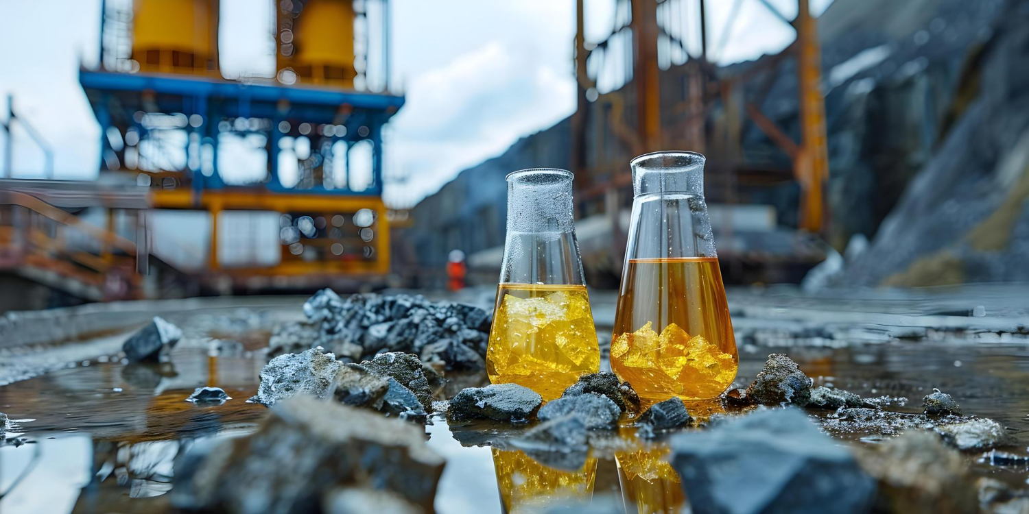 Illustrative laboratory glassware and rocks
